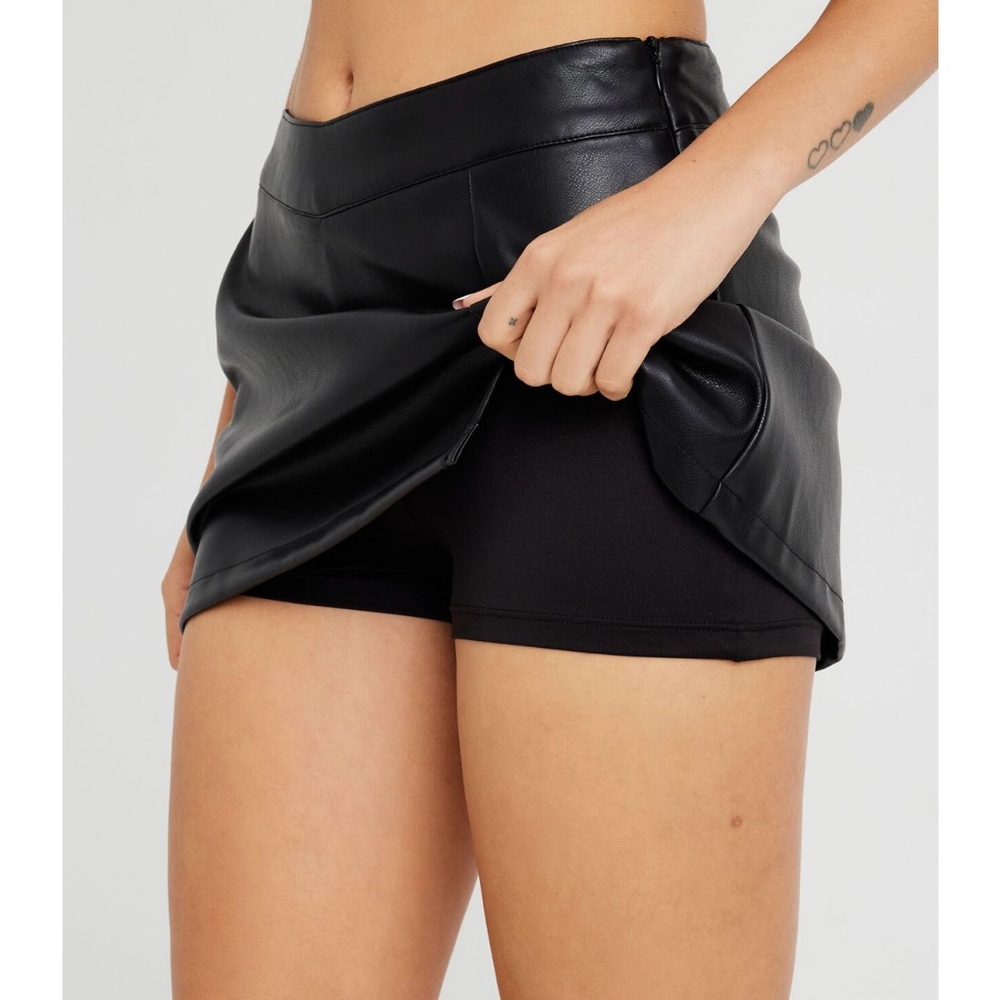 Black Faux Leather Women's Shorts